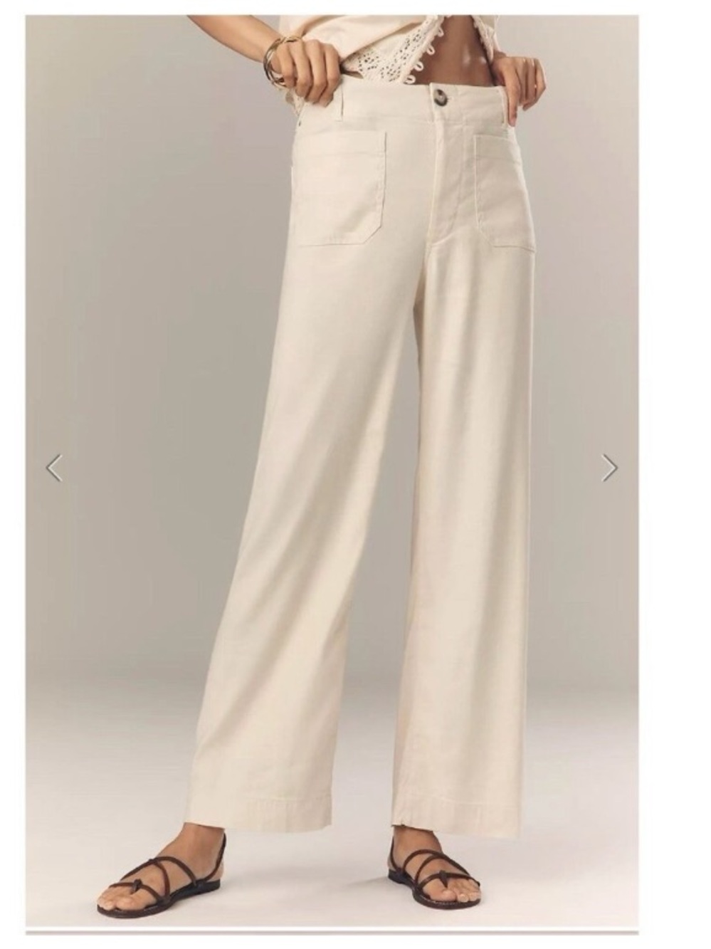 Anthropologie Maeve Colette Full Length Linen Wide-Leg Pants in Cream 29